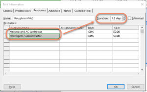 Add resources and change duration