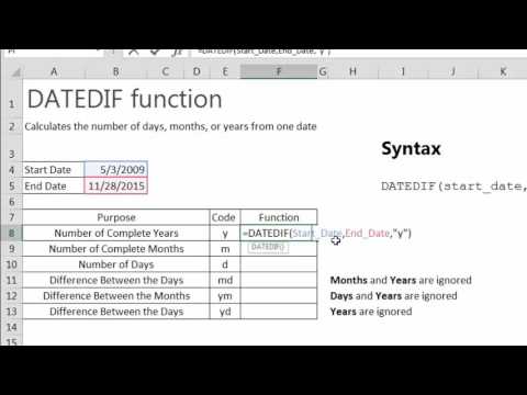 Subtract Dates in Excel using the DATEDIF Function