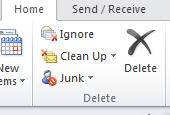 The Ignore and Cleanup Buttons in Outlook 2010