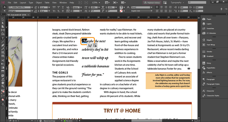 Use the Glyphs panel to insert glyphs and special characters in Adobe  InDesign