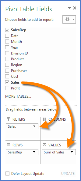 Excel Hide Records with Zeroes in Pivot Table Calculations