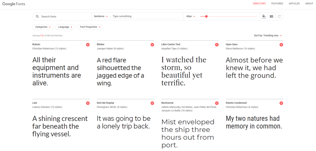 Google Fonts Free Fonts