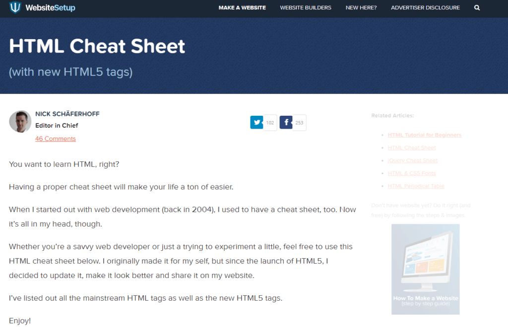 HTML Cheat Sheet