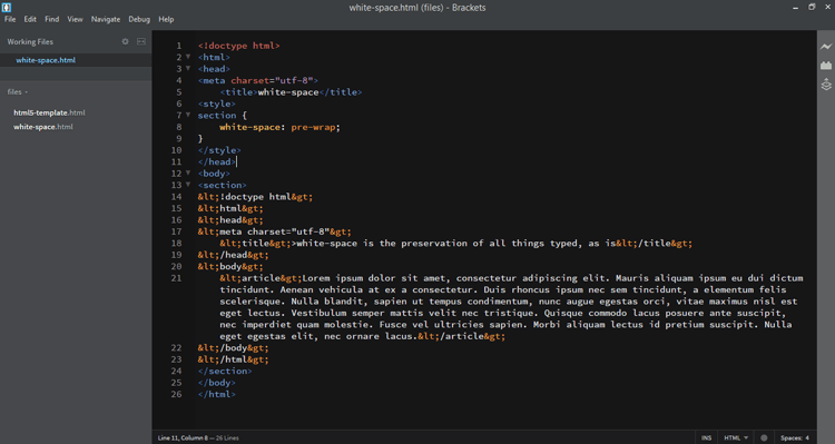 white-space-html-code