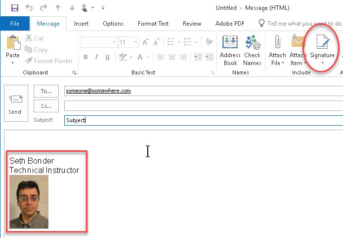 change signature in microsoft outlook email