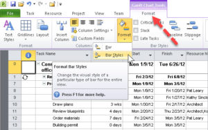 ms project gantt chart bars not visible