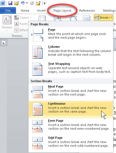 how to eliminate section breaks word