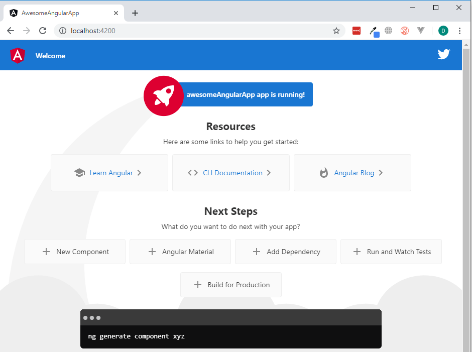 default angular app page