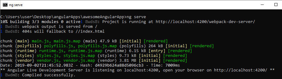 ng serve fail on webstorm terminal